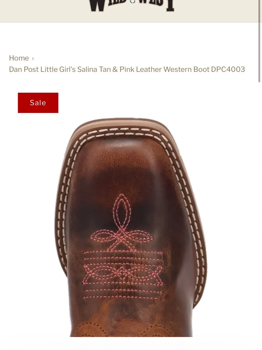 Dan Post Tan Leather Western Boot with Pink Stitching